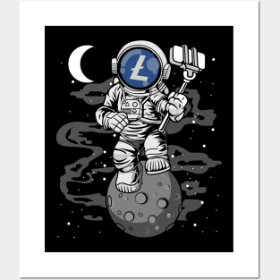 Astronaut Selfie Litecoin Lite Coin LTC To The Moon Crypto Token Cryptocurrency Wallet Birthday Gift For Men Women Kids Posters and Art